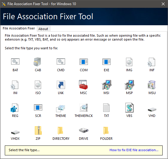 File Association Fixer Tool Win10文件关联一键修复